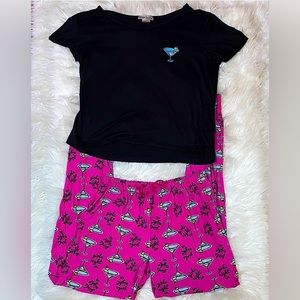 Charlotte Russe Sleep Junkie Pink Margarita Print Pajama Set